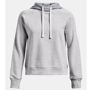 Under Armor Medium Heather Gray & White Rival Center Back Logo Hoodie Women’s XS